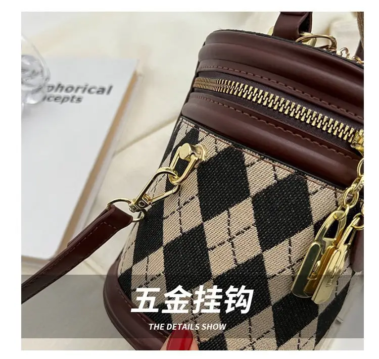 Retro Rhombus Bag for Girls Shoulder Crossbody — feature 3