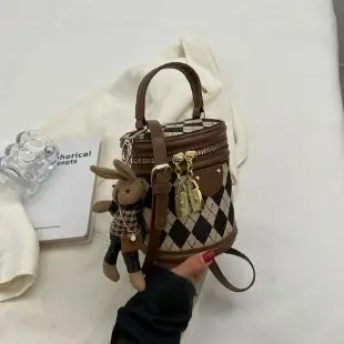 Retro Rhombus Bag for Girls Shoulder Crossbody - Image 2