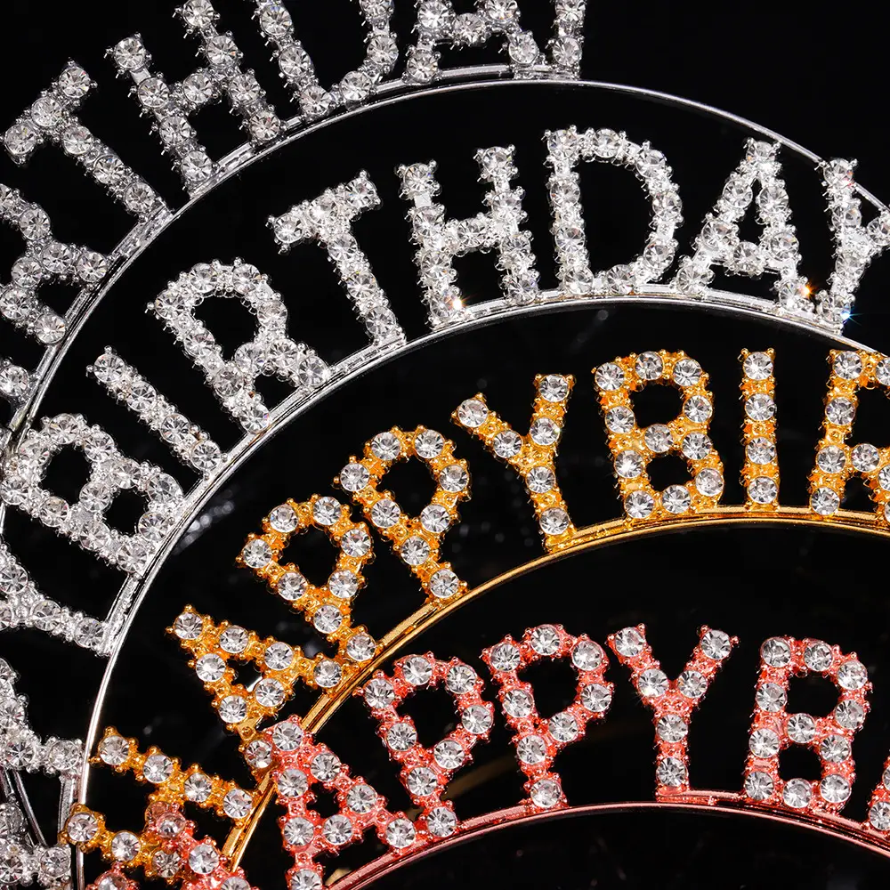 Happy Birthday Rhinestone Headband Dress Up Party Headband — feature 3