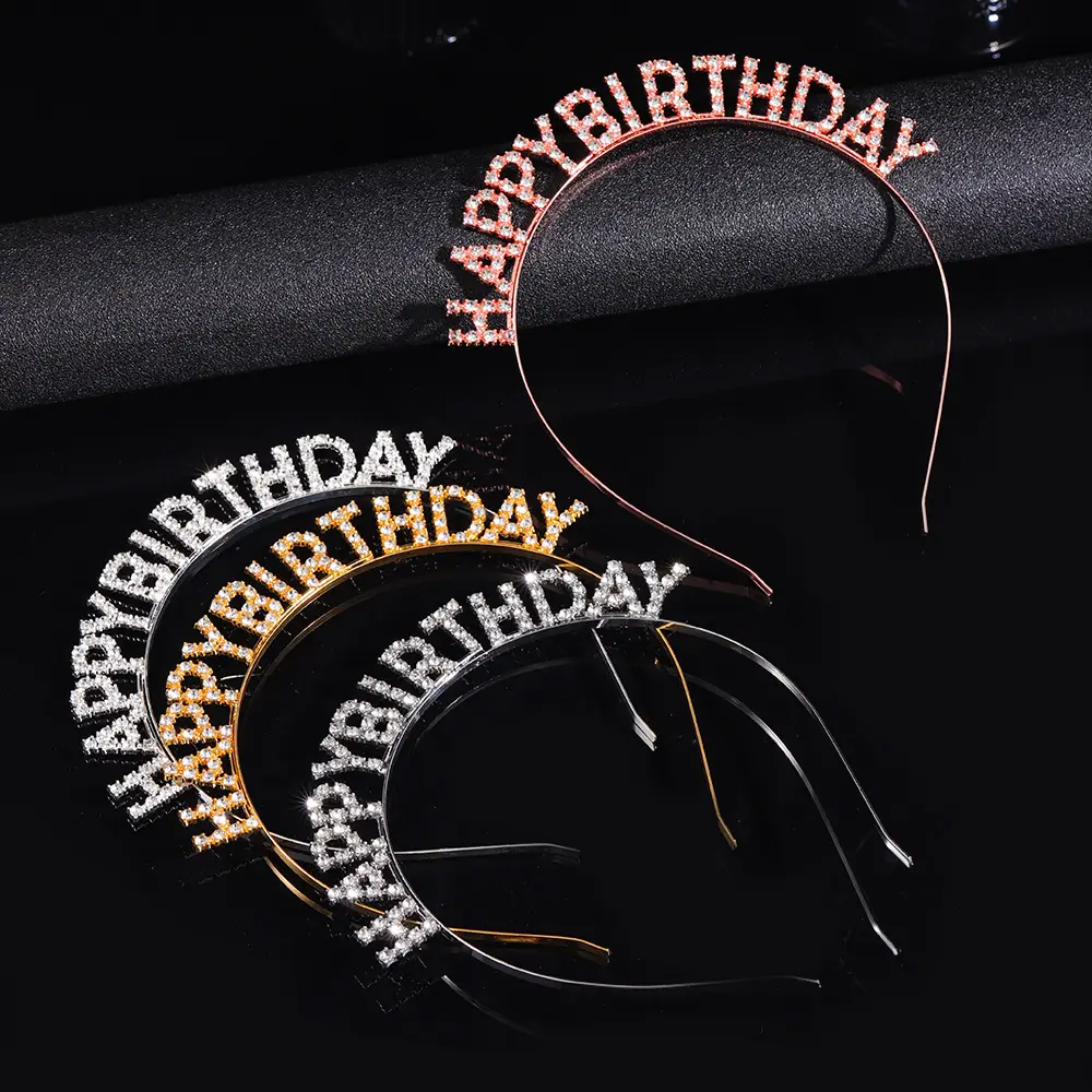 Happy Birthday Rhinestone Headband Dress Up Party Headband — feature 4