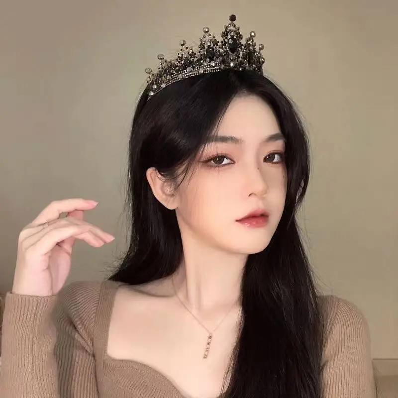 Black Crystal Bridal Tiara Crown for Girls