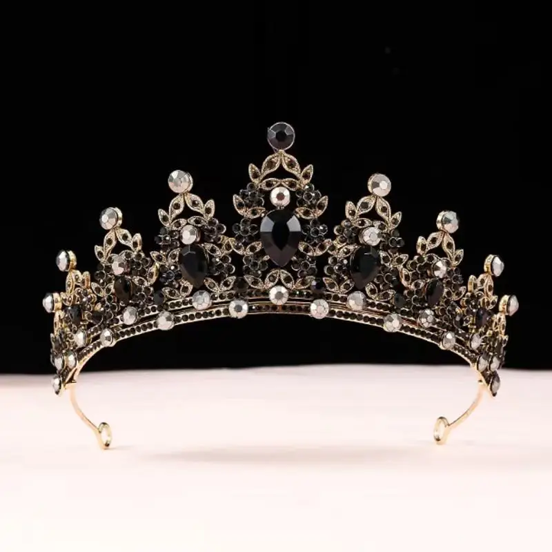 Black Crystal Bridal Tiara Crown for Girls