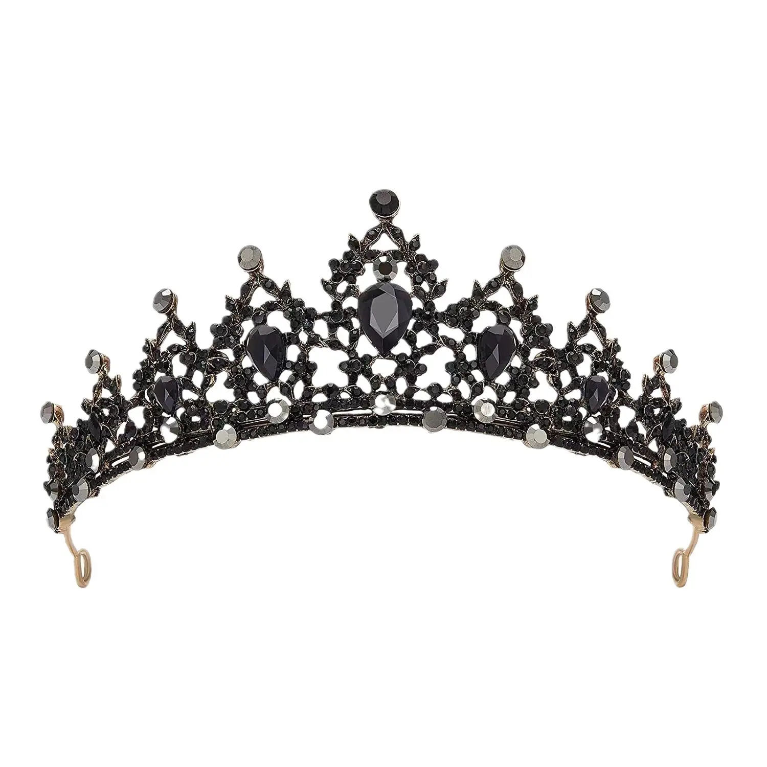 Black Crystal Bridal Tiara Crown for Girls