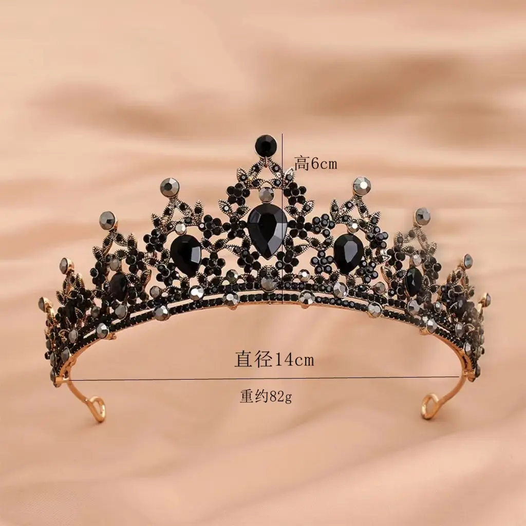 Black Crystal Bridal Tiara Crown for Girls — feature 7