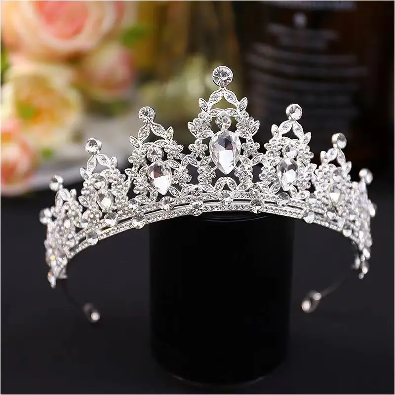 Black Crystal Bridal Tiara Crown for Girls