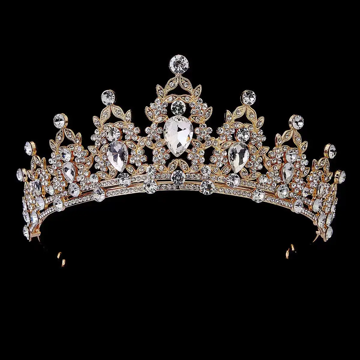 Black Crystal Bridal Tiara Crown for Girls
