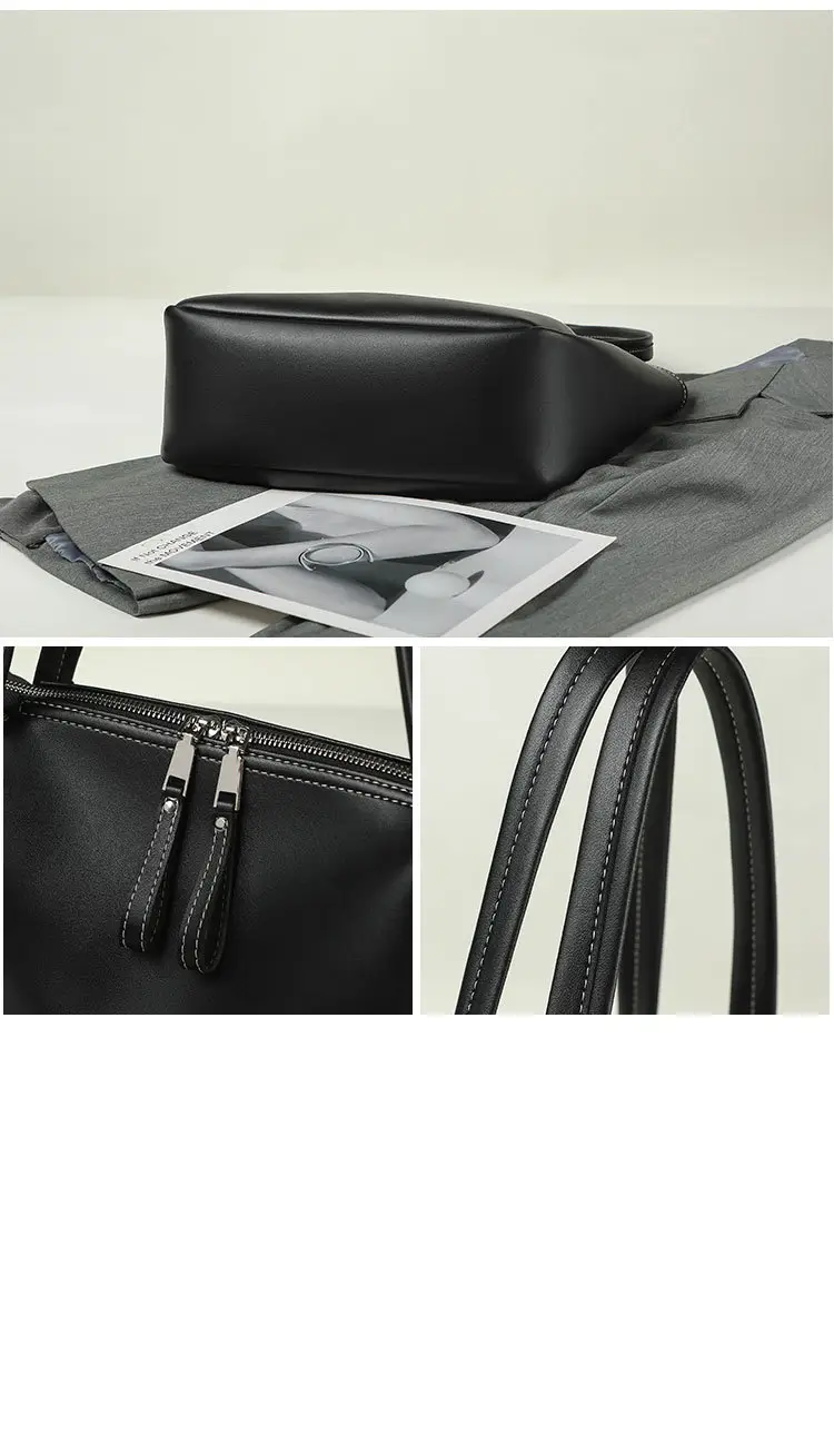 Black Women's Large Tote Bag with Tassel Zip — feature 15