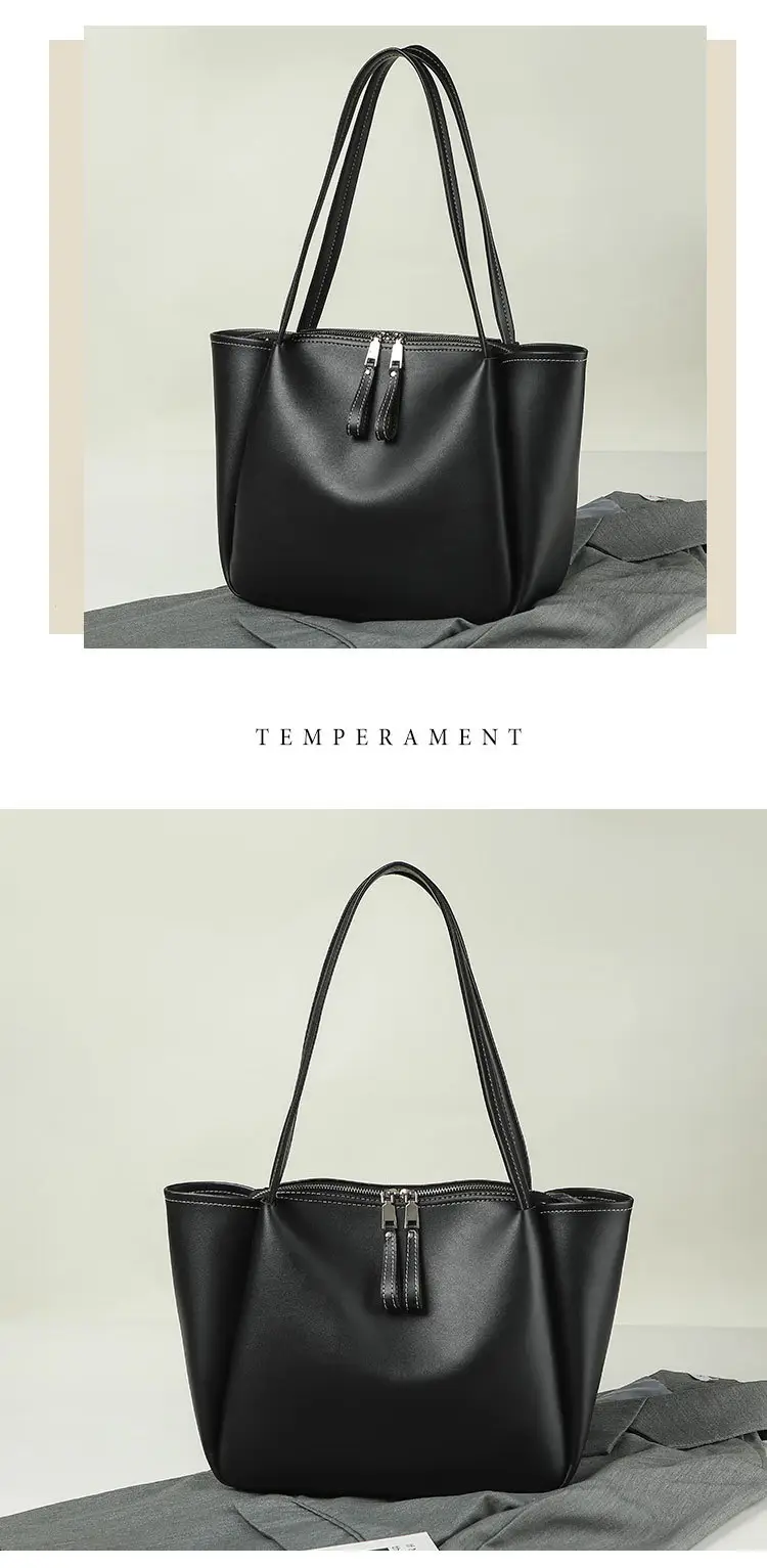 Black Women's Large Tote Bag with Tassel Zip — feature 6