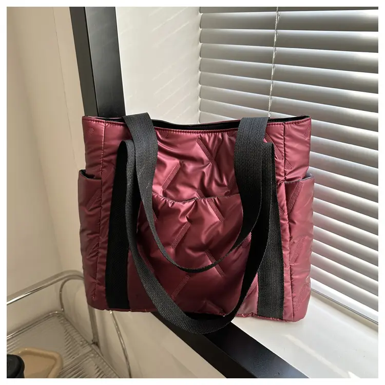 Women's Winter Padded Shoulder Bag Black Large Capacity — feature 11