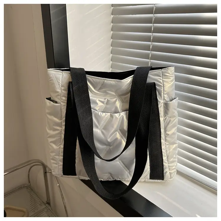Women's Winter Padded Shoulder Bag Black Large Capacity — feature 8