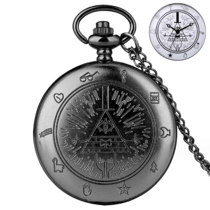 Retro Triangle Pocket Watch with One-Eye Devil Design - Image 3