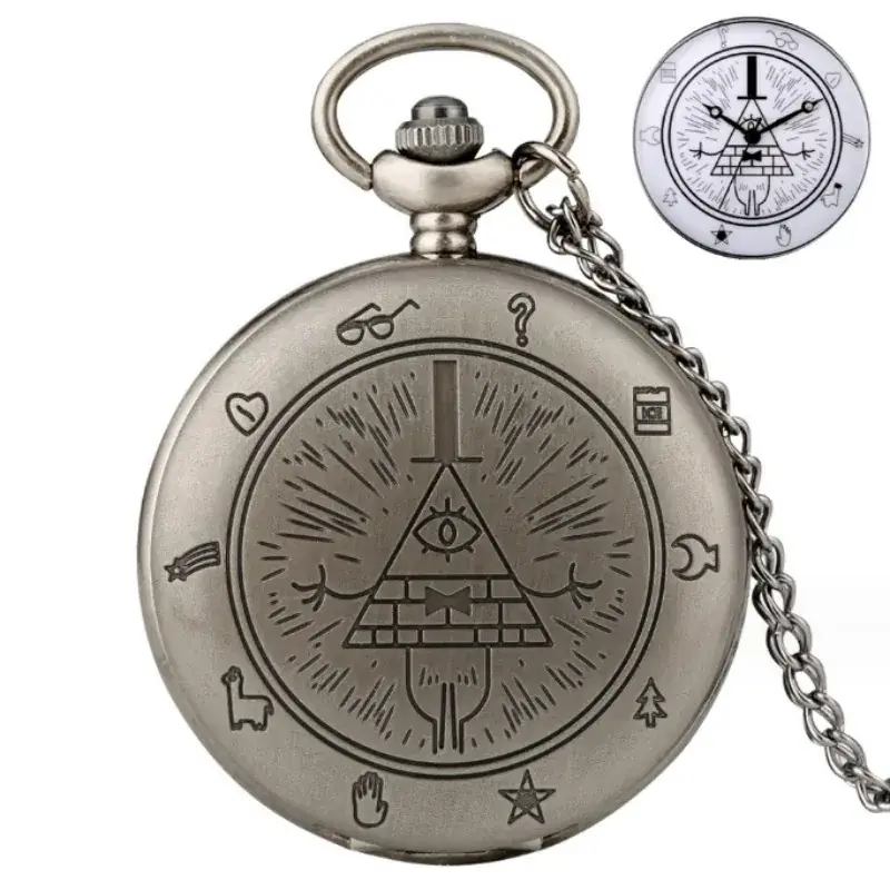 Retro Triangle Pocket Watch with One-Eye Devil Design - Image 2