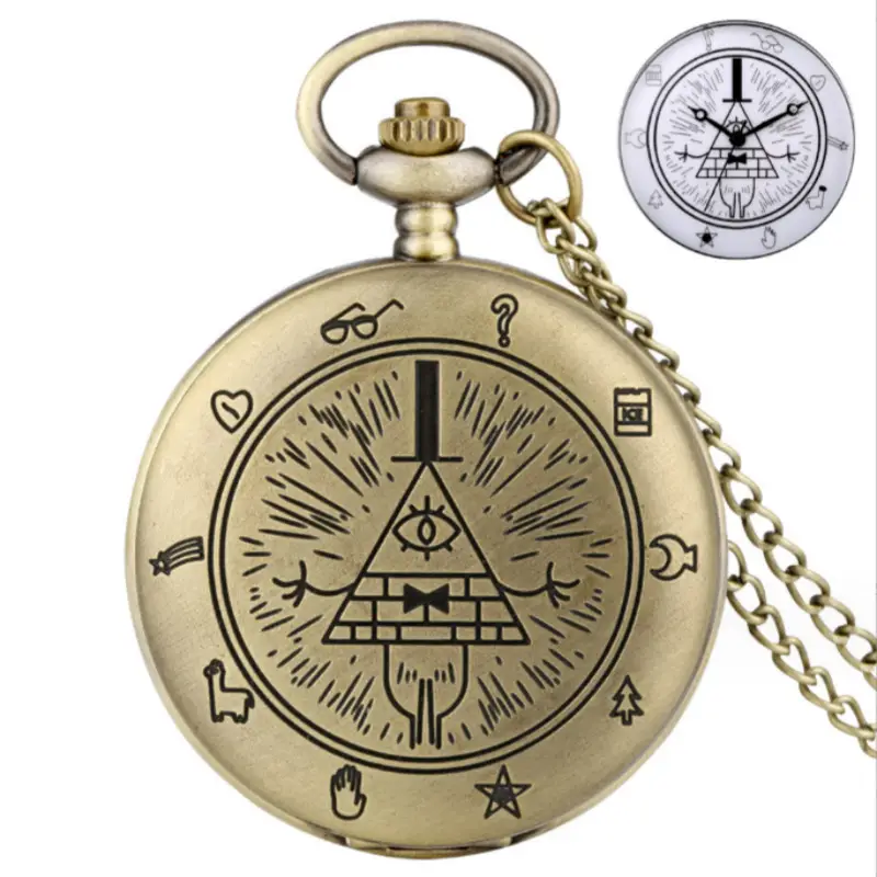 Retro Triangle Pocket Watch with One-Eye Devil Design — feature 1