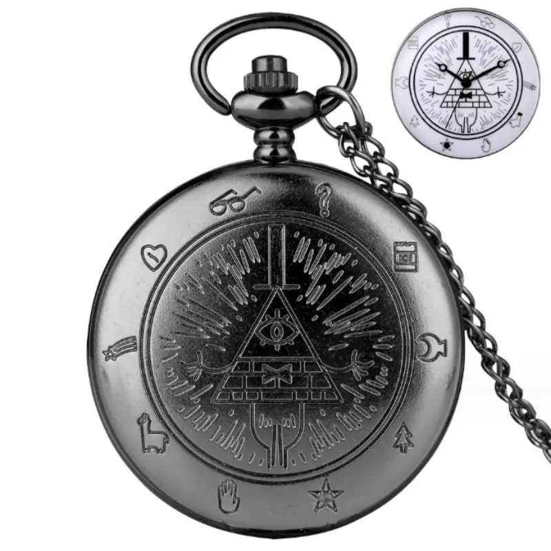 Retro Triangle Pocket Watch with One-Eye Devil Design — feature 2