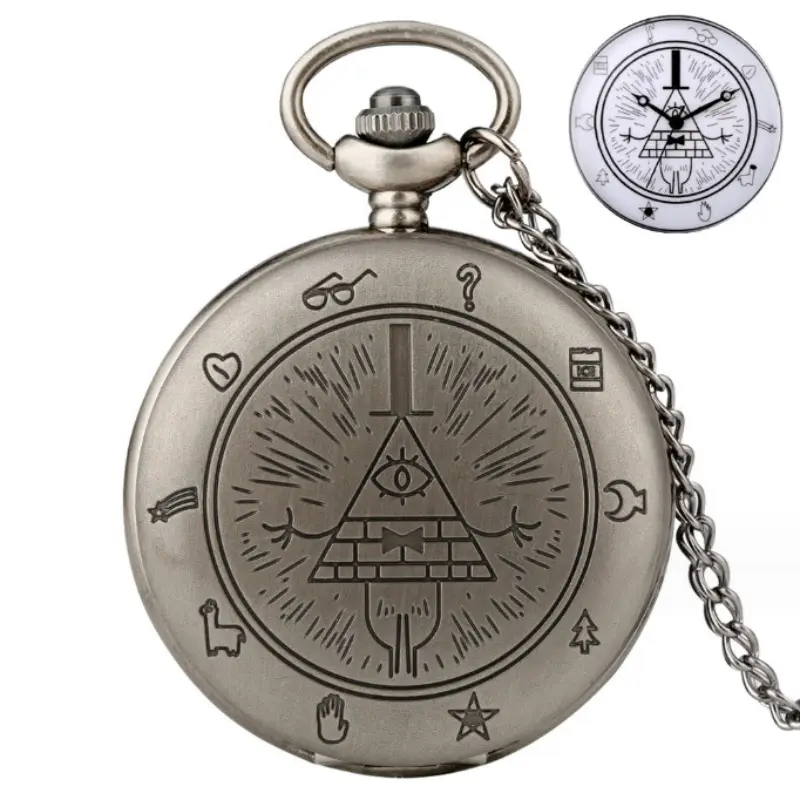 Retro Triangle Pocket Watch with One-Eye Devil Design — feature 3