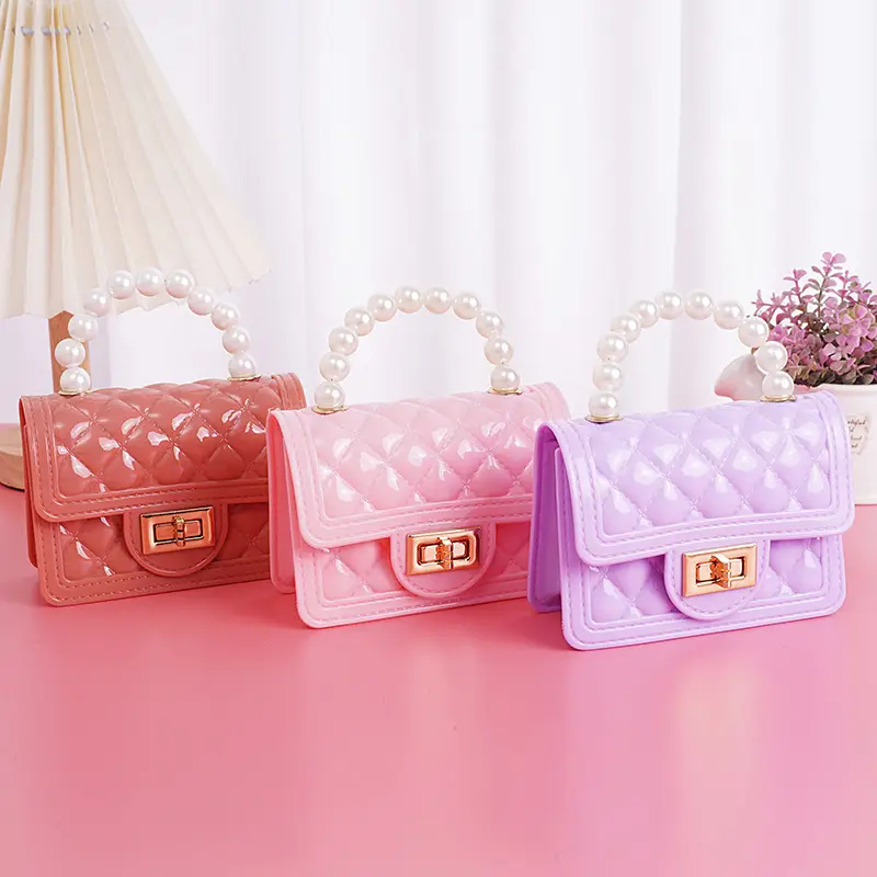 Purple Quilted Pearl Handbag for Girls - Image 7