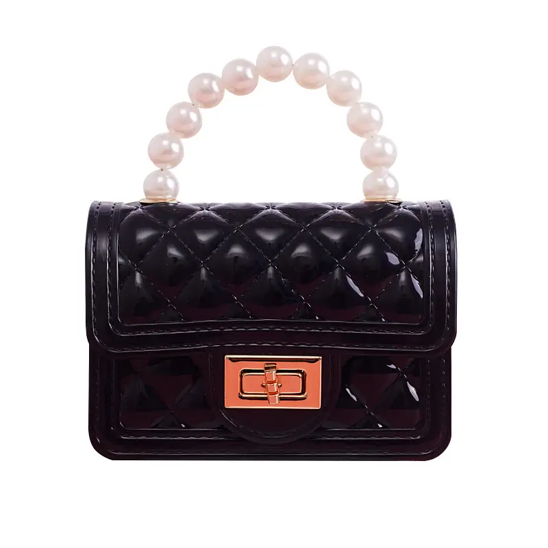 Purple Quilted Pearl Handbag for Girls - Image 9