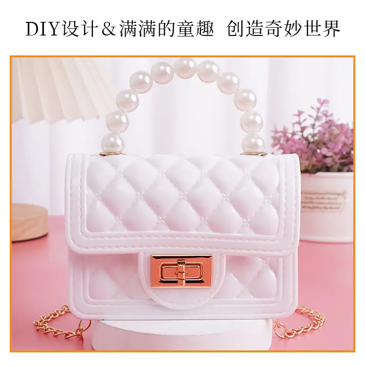 Purple Quilted Pearl Handbag for Girls — feature 4