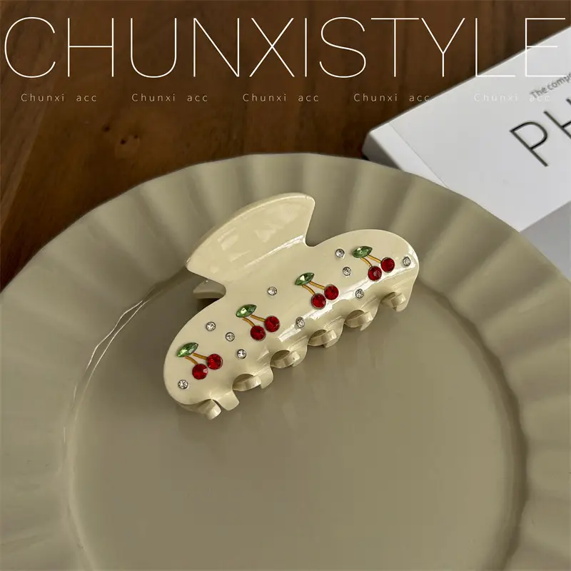 Milk White Acetate Hair Clips Set for Women - Image 2
