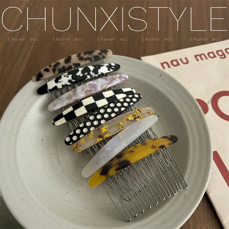 Acetate Hair Combs Female Side Reverse Insert Summer - Image 10
