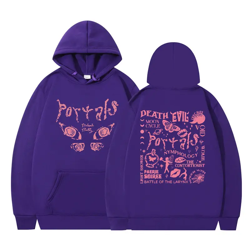 Lilac Fleece Hoodie with "Little Devil" Print - Image 5