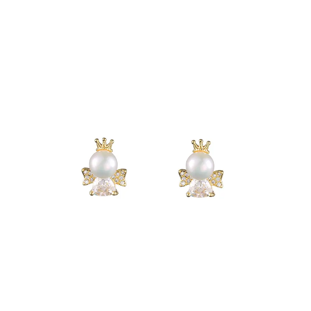 Gold Pearl Necklace with Little Angel Design - Image 5