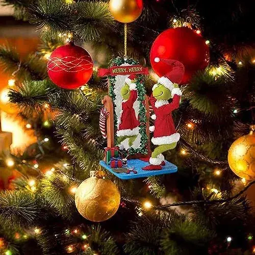 Acrylic Christmas Tree Decorations Green Monster Set