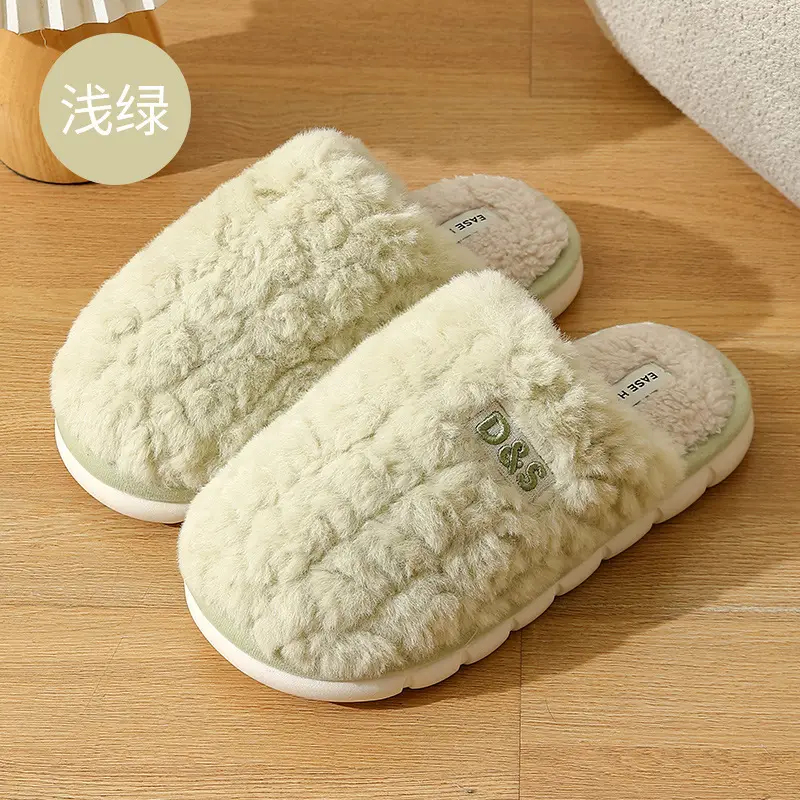 Women's cotton slippers with bag heels for autumn and winter home indoor cotton shoes thick-soled non-slip warm fluffy slippers for winter wholesale - Image 6