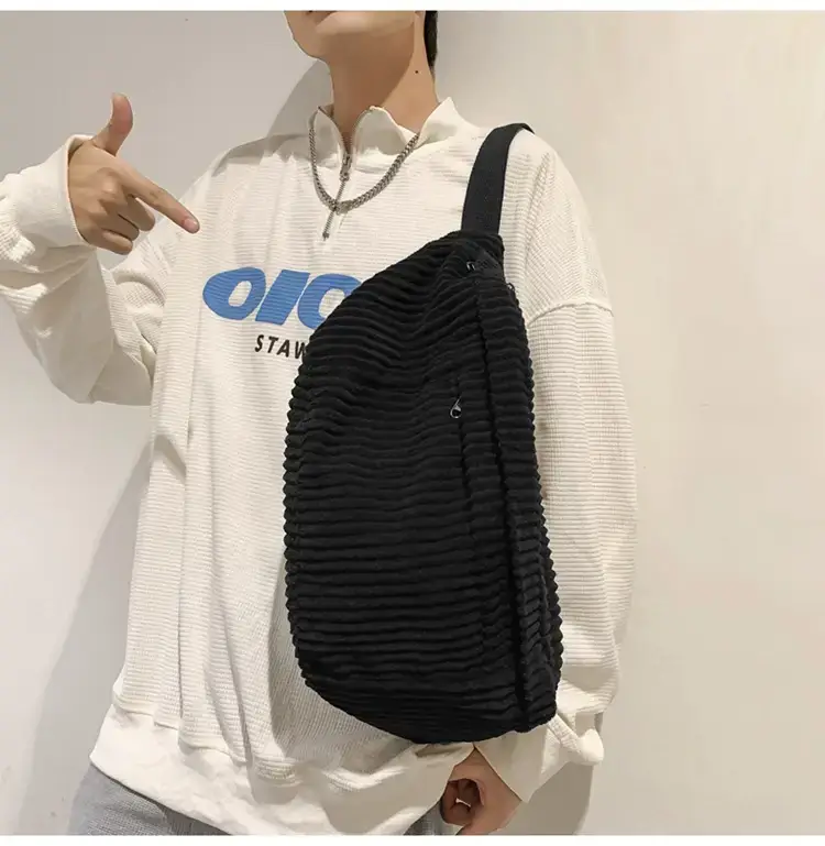 Japanese Corduroy Women's Crossbody Bag Black Brown White — feature 16