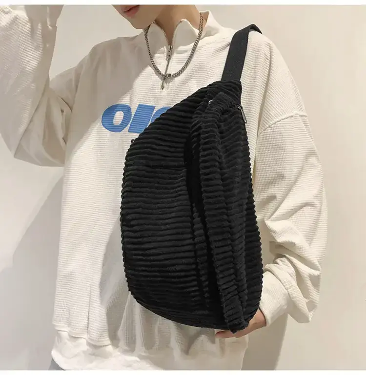 Japanese Corduroy Women's Crossbody Bag Black Brown White — feature 18