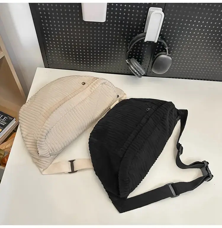 Japanese Corduroy Women's Crossbody Bag Black Brown White — feature 26