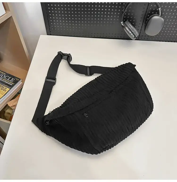 Japanese Corduroy Women's Crossbody Bag Black Brown White — feature 28