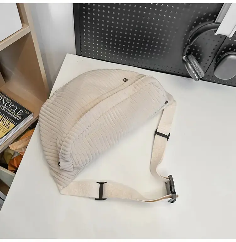 Japanese Corduroy Women's Crossbody Bag Black Brown White — feature 31
