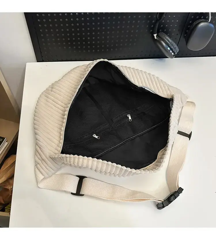 Japanese Corduroy Women's Crossbody Bag Black Brown White — feature 37