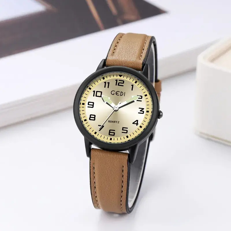 Men's Quartz Watch with Grey Leather Band - Image 5