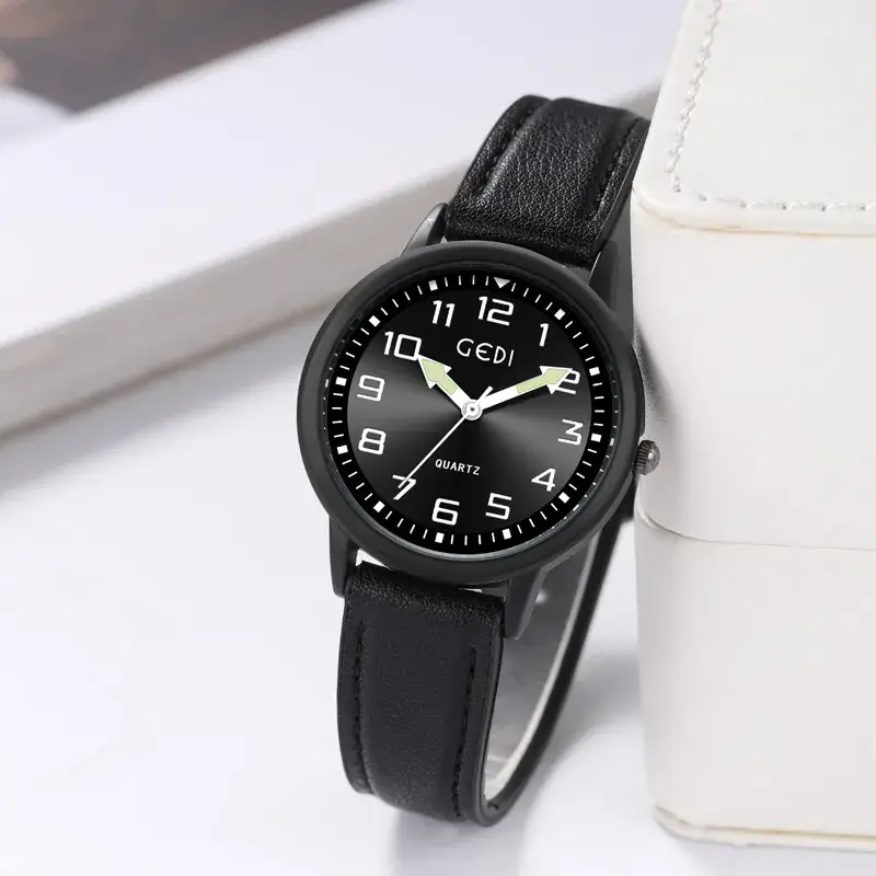 Men's Quartz Watch with Grey Leather Band - Image 6