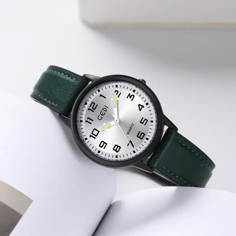 Men's Quartz Watch with Grey Leather Band - Image 8