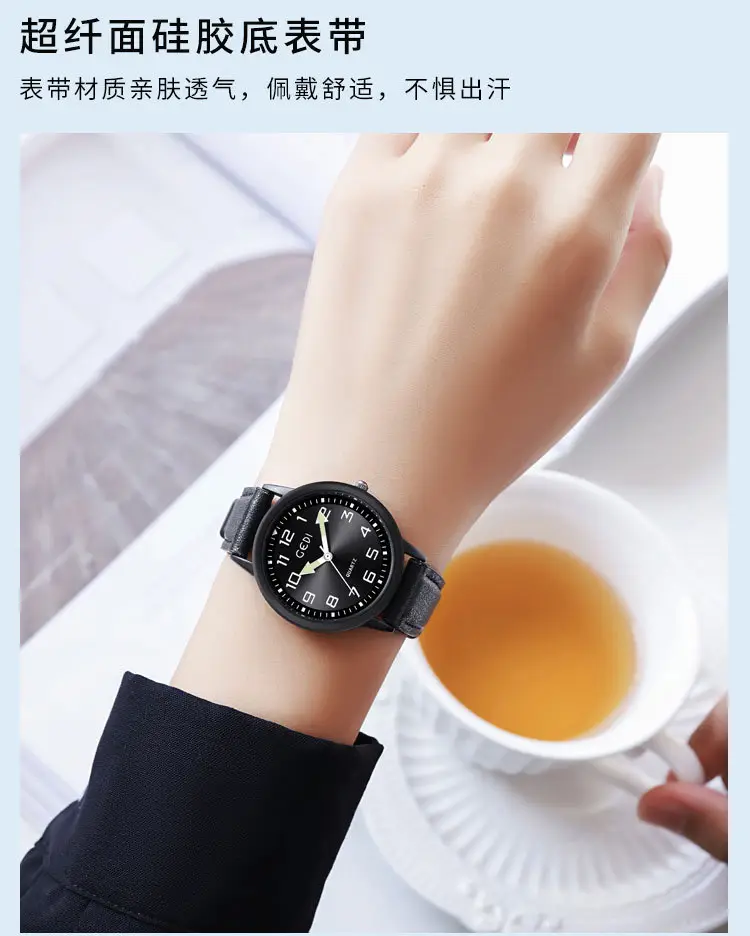 Men's Quartz Watch with Grey Leather Band — feature 10