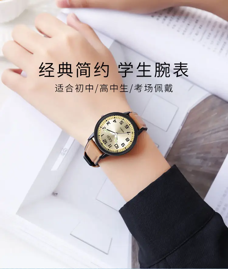 Men's Quartz Watch with Grey Leather Band — feature 2