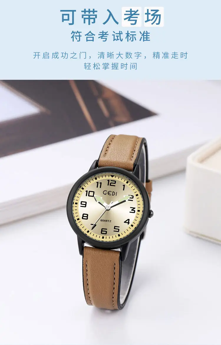 Men's Quartz Watch with Grey Leather Band — feature 4