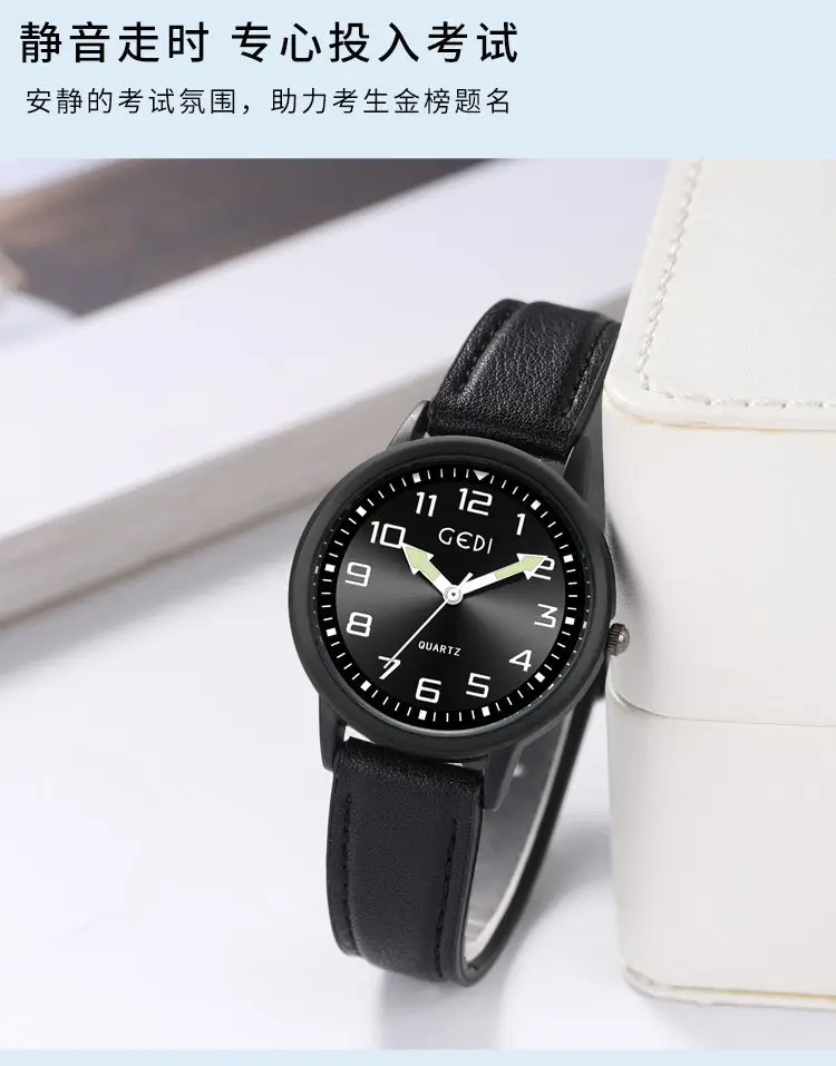Men's Quartz Watch with Grey Leather Band — feature 9