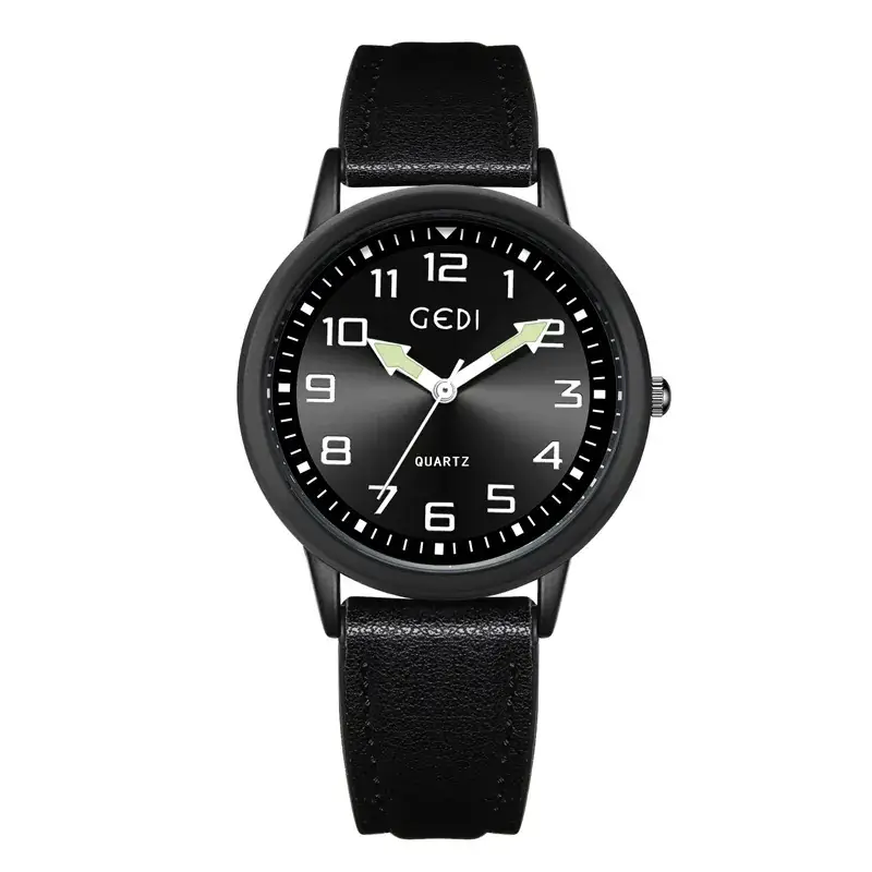 Men's Quartz Watch with Grey Leather Band - Image 4