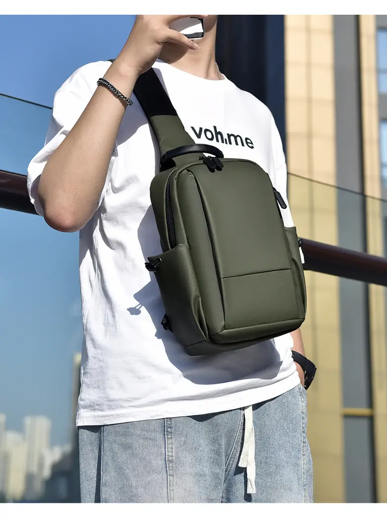 Men's Black Casual Crossbody Bag Lightweight Waterproof Travel — feature 11