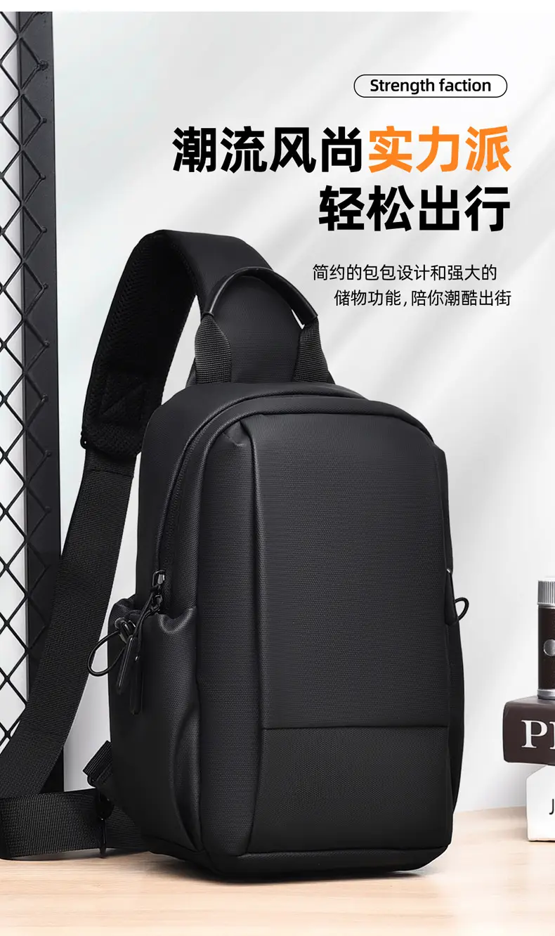 Men's Black Casual Crossbody Bag Lightweight Waterproof Travel — feature 2