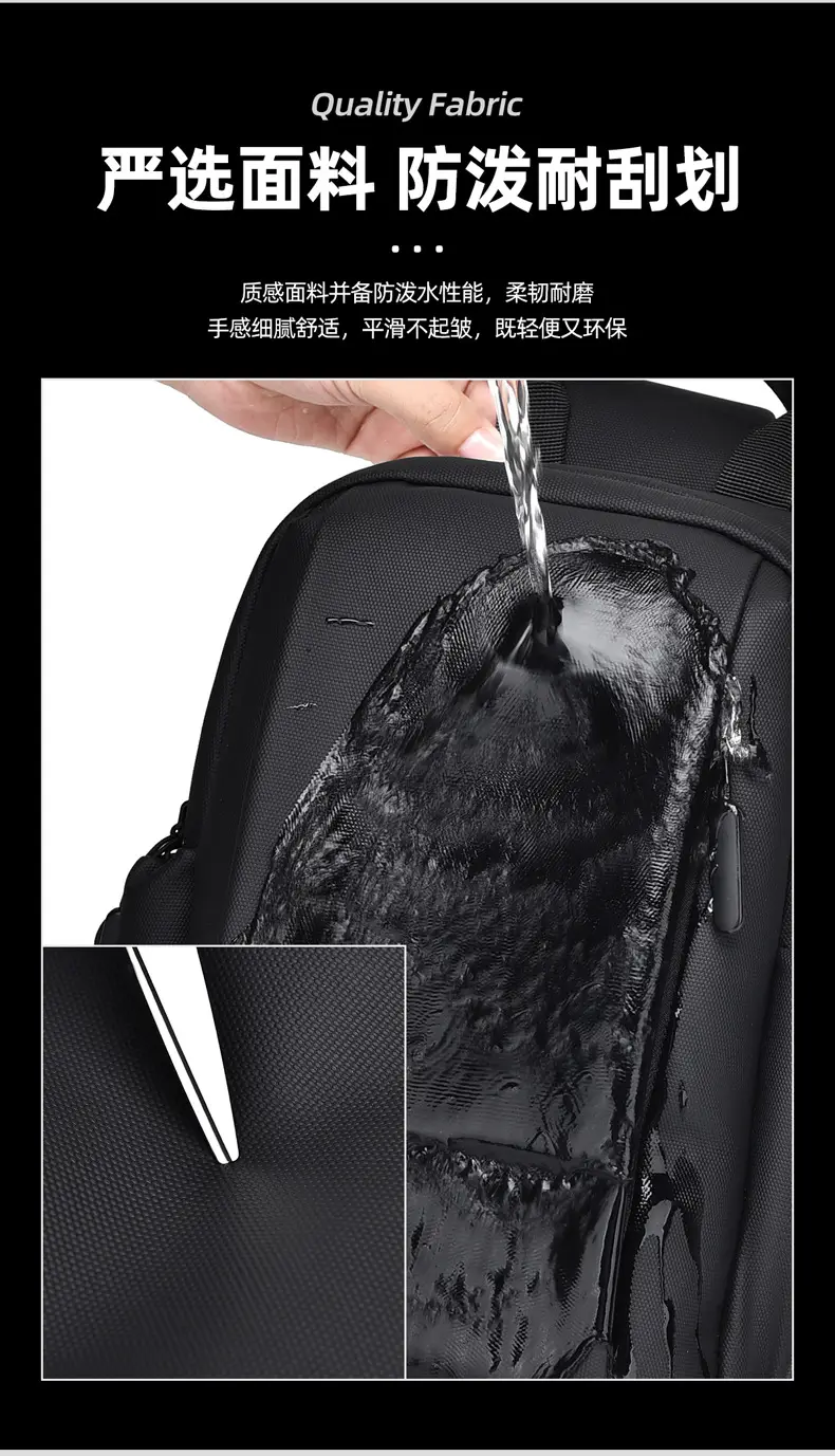 Men's Black Casual Crossbody Bag Lightweight Waterproof Travel — feature 7