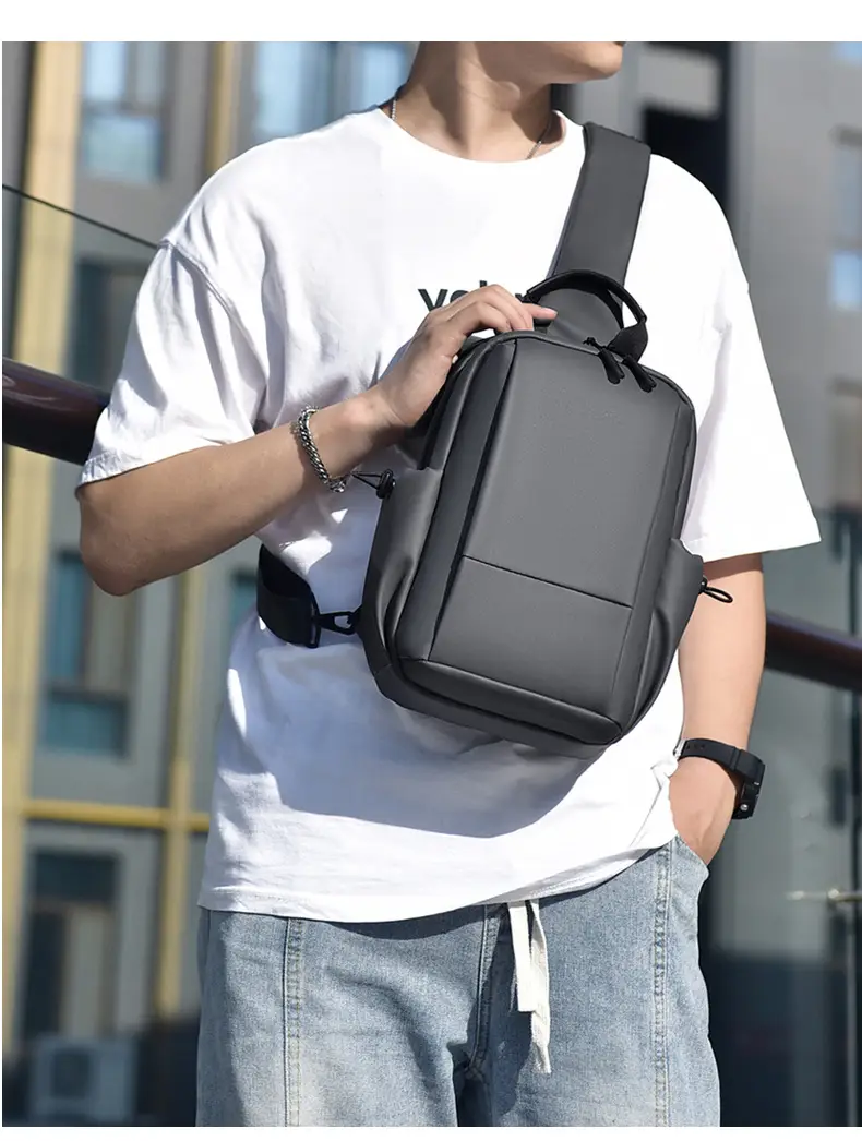 Men's Black Casual Crossbody Bag Lightweight Waterproof Travel — feature 9