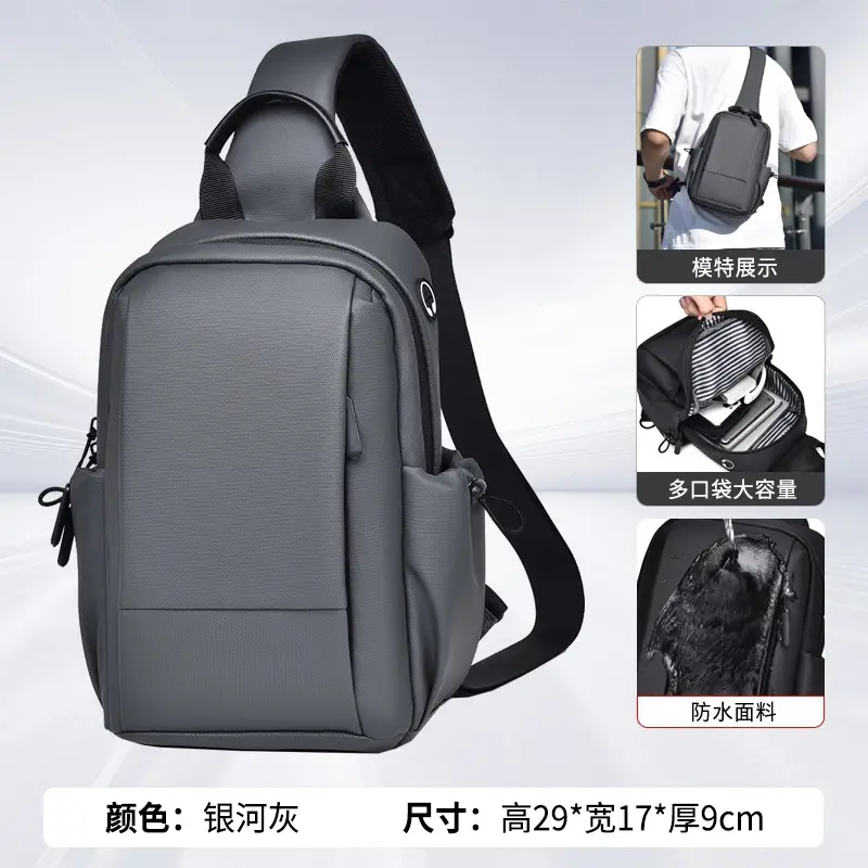 Men's Black Casual Crossbody Bag Lightweight Waterproof Travel - Image 2