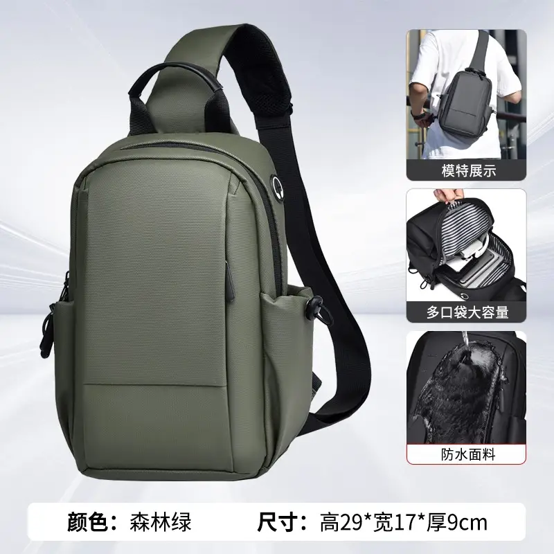 Men's Black Casual Crossbody Bag Lightweight Waterproof Travel - Image 4