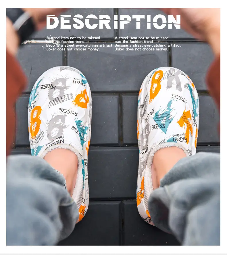 Slippers men's winter bag heel household waterproof fleece-lined warm shit feeling couple's floor slippers home cotton slippers — feature 1