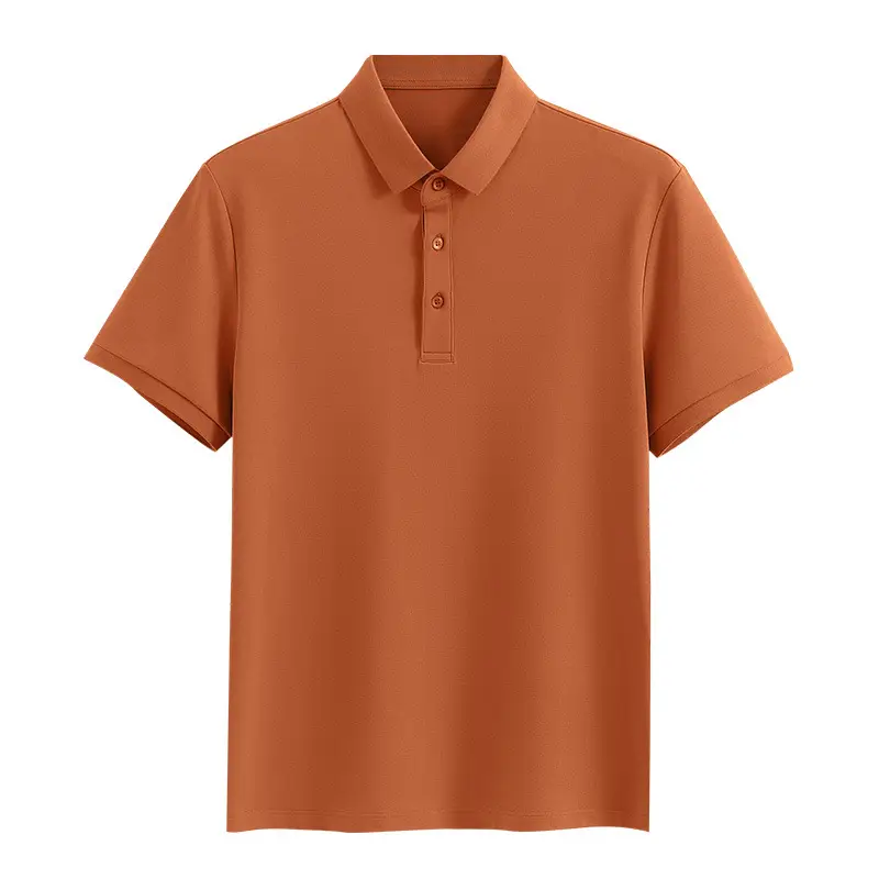 Men's Cotton Polo Shirt Solid Brown - Image 10